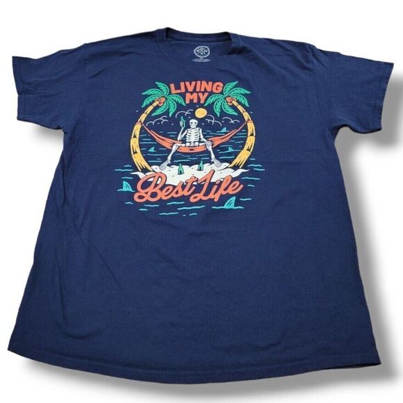 DOM It's About The Art Shirt Size XXL "Living My Best Life" Skeleton Graphic Tee - Picture 1 of 5